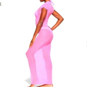 Skims hot pink M swim dress coverup with rhinestones.